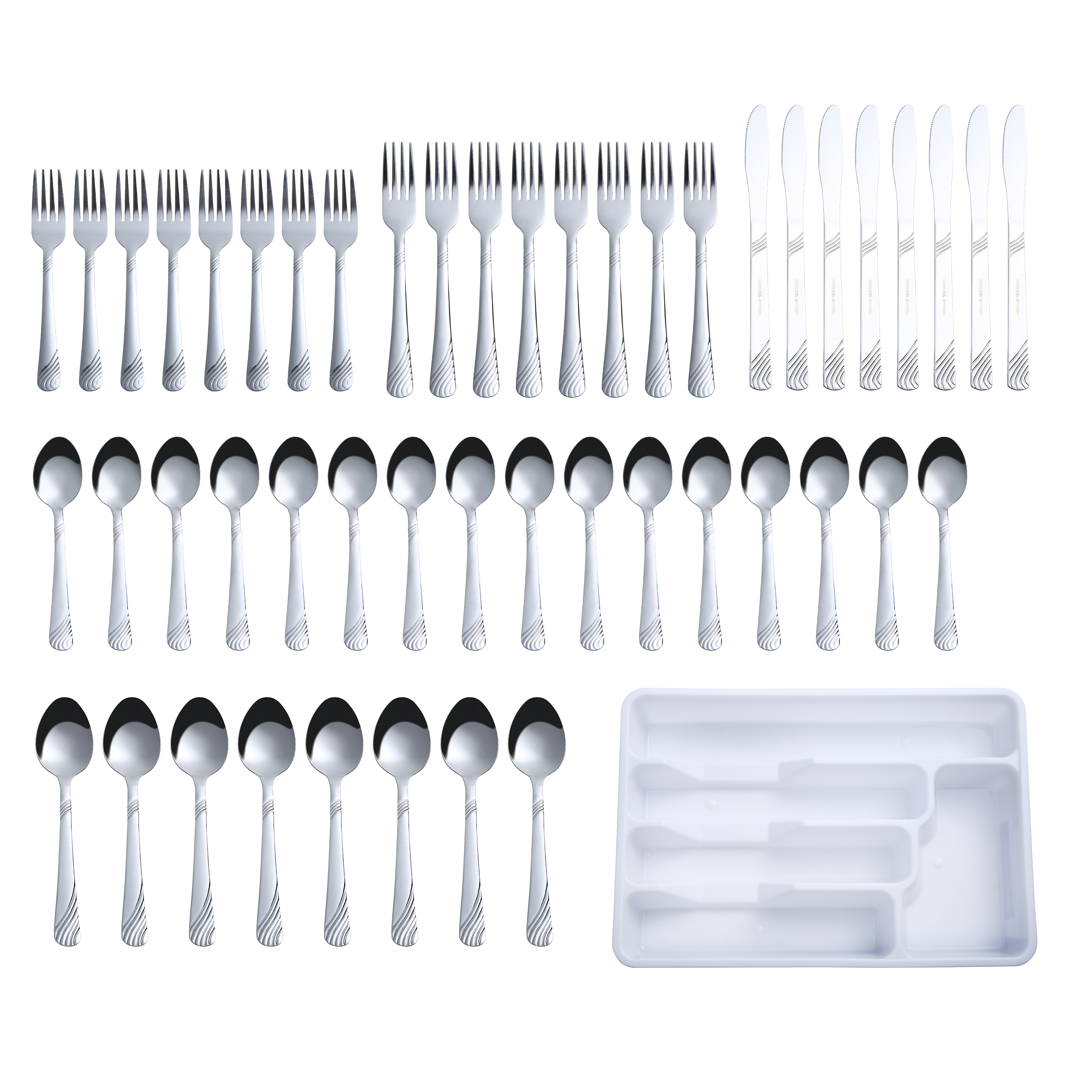 Mainstays Swirl 49-Piece Stainless Steel Flatware Set, Silver photo 2