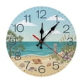 thumbnail image 2 of 2D Flat Wall Clock Art Print, Silent Non Ticking Battery Operated,Coastal Beach Scene with Shells And Seagulls Clock Wall Clock 2D Print Decorative for Bathroom Kitchen Bedroom 10 Inch & 12 Inch, Shi, 2 of 10