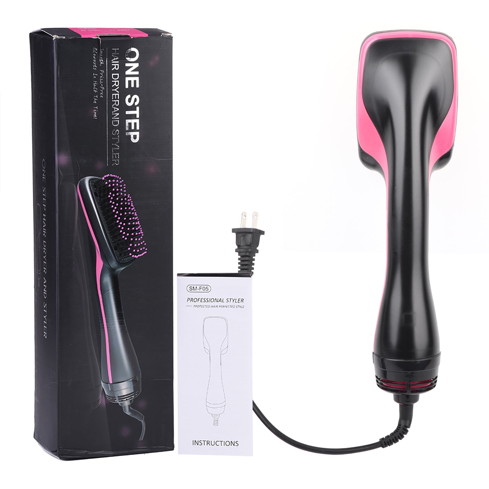 Paddle Blow Beauty Electric 110V 2 In 1 Multifunctional  Anion Hair Dryer Brush Comb  Hairdressing Tool US Plug