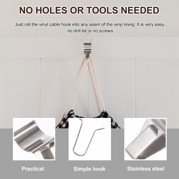 ELAYARD 5-Pack Stainless Steel Vinyl Siding Hooks, No-Drill Hidden Wall Mount S Hooks for Hanging Outdoor Decor, Lights,