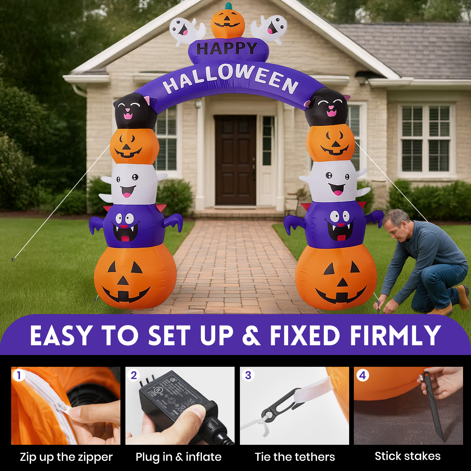 GVDV 8 Ft Halloween Inflatable Archway, Outdoor Decoration photo 4