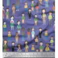 thumbnail image 1 of Soimoi Purple Poly Georgette Fabric Crowd Theme Human Figure Fabric Prints By Yard 52 Inch Wide, 1 of 5