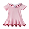 thumbnail image 4 of Eltusu Girls Cotton Dresses, Lapel Collar A-Line Short Sleeve Comfort School Uniform Dress Pink Size 9-10 T, 4 of 5