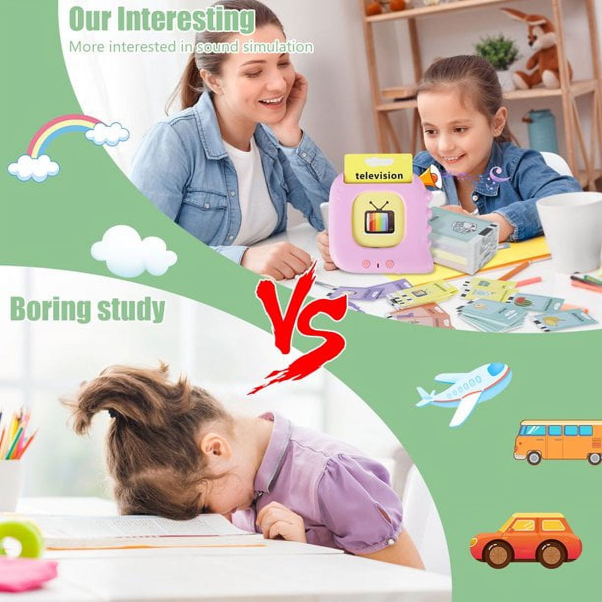  MOFGDNI Educational Toys for 2 3 4 Years Old 224 Talking Baby  Flash Cards, Learning Resource Electronic Interactive Toys for 2-4 Year Old  Boys Girls Toddlers Kids Birthday Gifts Ages 2 3 4 5 : Toys & Games