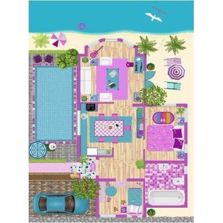 La Dole Rugs Pink Turquoise Blue Barbie Doll House Flat Soft Area