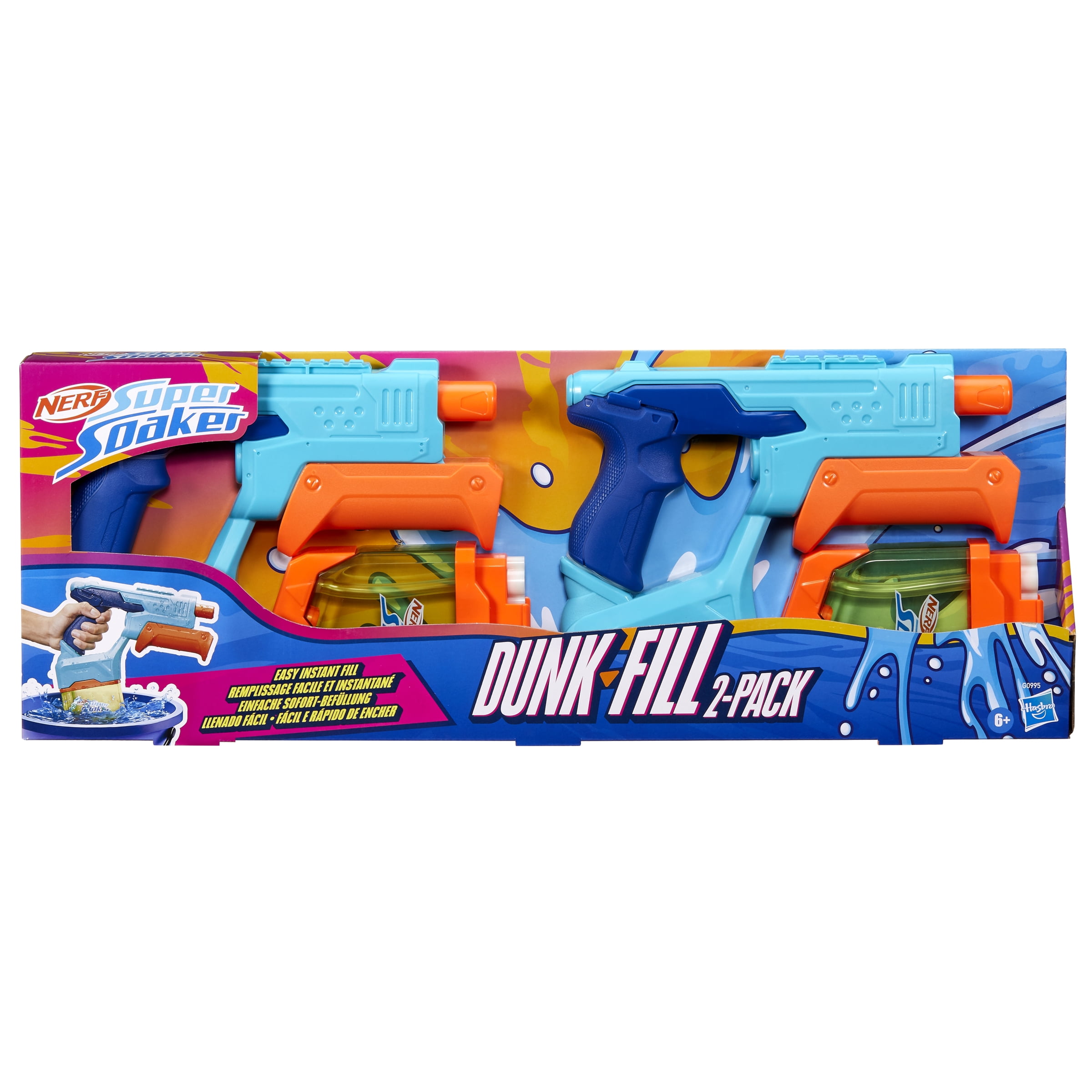Nerf Super Soaker Dunk-Fill Water Blaster 2-Pack, Instant Fill 10.1 Fluid Ounce Tanks, Water Toys, 6+