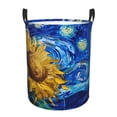thumbnail image 1 of Balery Whimsical Sunflowers Night Sky Cesta de ropa redonda con asas, impermeable, independiente, para ropa, juguetes, dormitorio y familia-Small, 1 of 6