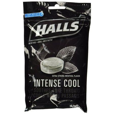 48 PACKS : Halls Menthol Cough Drops - NEW Intense Cool - Soothes Sore Throats / Cools Nasal