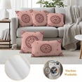 thumbnail image 6 of Pink Floral Outdoor Waterproof Pillow Covers, Circular Flowers Ethnic Abstract Aesthetic Decorative Rectangle Throw Pillowcase Sofa Cushion Sham for Patio/Couch/Chair, 20"x12" 2 Pack, 6 of 8