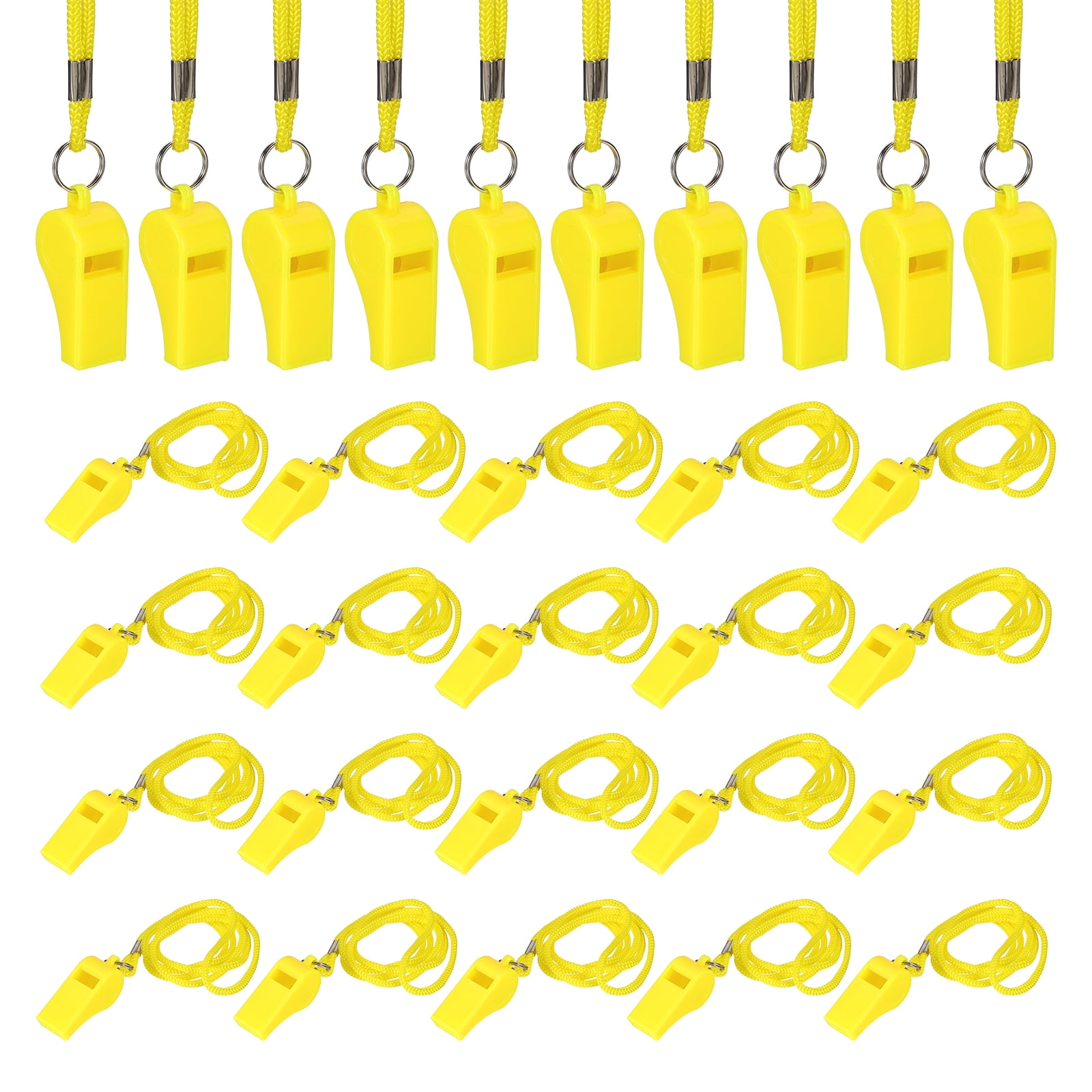 Uxcell Plastic Whistles with Lanyard, Training Sports Gather Whistles Loud Crisp Sound Colorful Bulk Whistle 36 Pcs & Yellow -Fitting for (Coaches/Referee/Outsides/Team Events)
