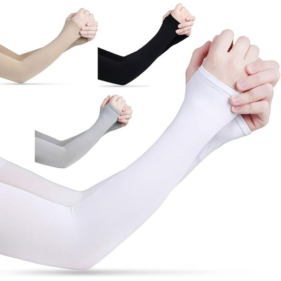 4 Pairs UV Sun Protection Arm Sleeves for Men Women Youth, Compression Cooling Sleeve Cover with Thumb Hole for Cycling, Driving, Running, Riding, Fishing, Golfing and Outdoor Sports