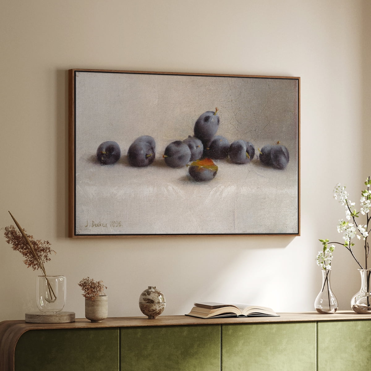 Vintage Botanical Print-XLIV By Wexford Home Framed in Walnut Wood Gallery Wrapped Canvas 27 in. x 41 in.