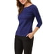 thumbnail image 4 of BLUSA DE CUELLO BARCO PARA MUJER CON CUADROS Y MANGAS 3/4 EN AZUL PROFUNDO TALLA 3XL, 4 of 7