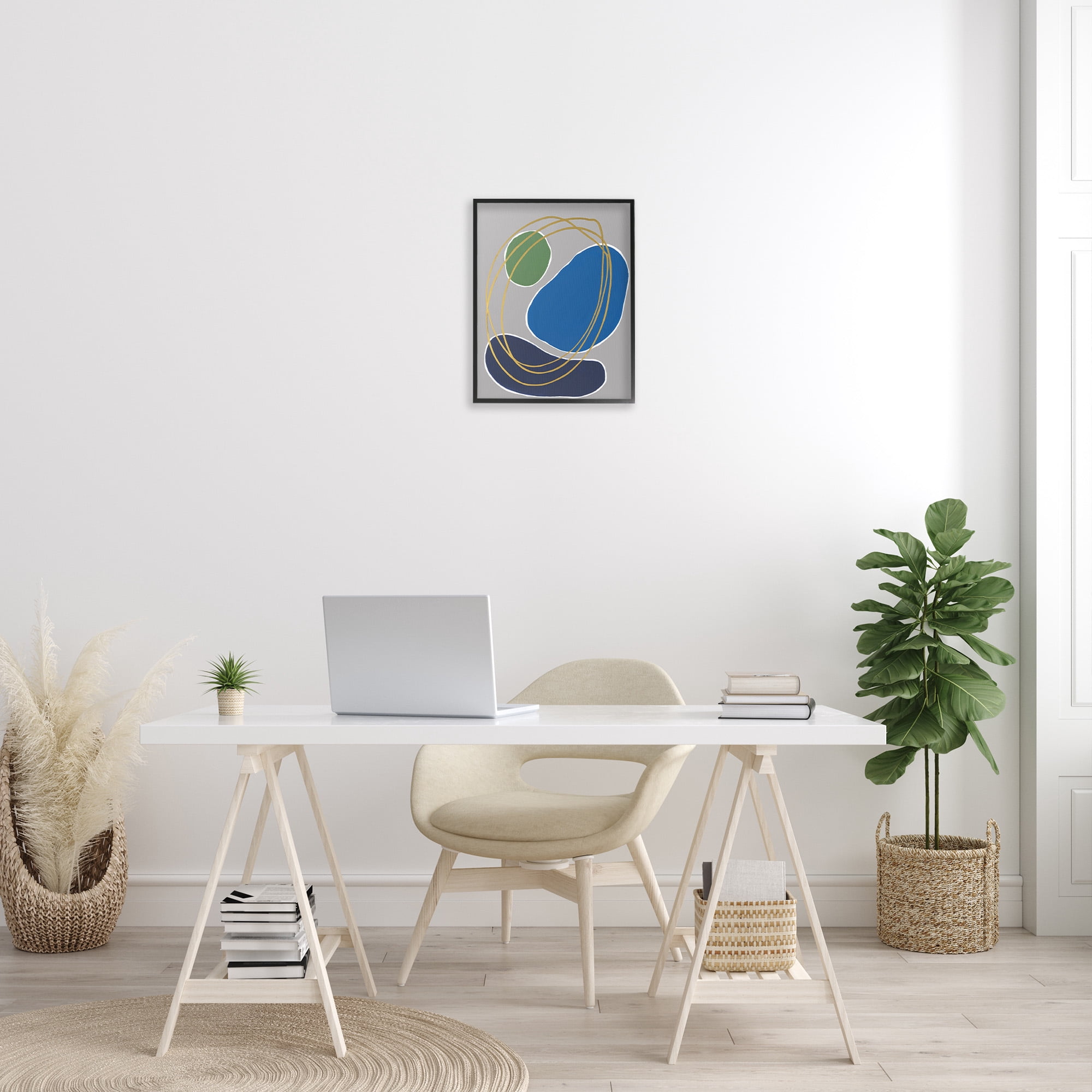 Stupell Industries Oblong Geometric Shapes Abstract Painting Black Framed Art Print Wall Art, 16 x 20