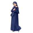 thumbnail image 4 of RXMEKW Ensemble de Robe Musulmane avec Châle pour Filles Manches Longues Col Rond Robe à Volants Tenue 2 Pcs Rose, 4 of 9