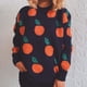 thumbnail image 2 of Gibobby Suéter de Punto Suéter casual suelto de manga larga con cuello Rojoondo y estampado naranja para mujer (Turquí, XL), 2 of 5