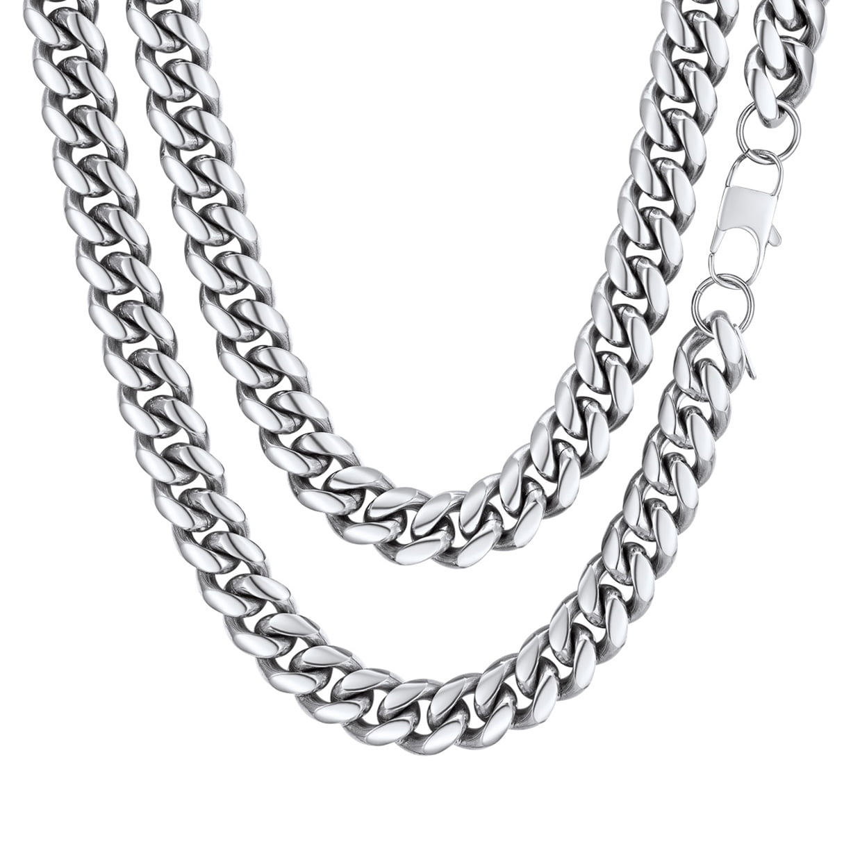 ChainsProMax Men Necklaces Curb Cuban Chains 20inch 10mm Stainless Steel Chains Fathers Day Necklace Gift for Mens Dad Son
