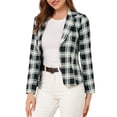 thumbnail image 1 of INSPIRE CHIC Juniors Allover Long Sleeve Notched Lapel Open Front Blazer, 1 of 6