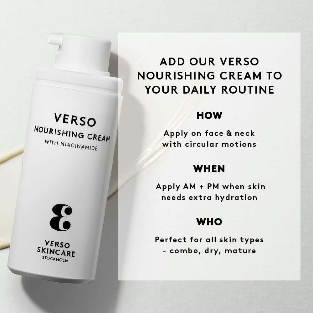 Verso Skin Care  Nourishing Cream  Hydrating Moisturizing Cream for Youthful Skin  Face Care Made Easy 1.6 fl oz