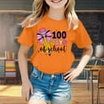 thumbnail image 2 of Girl Tops Trendy for School Crew Neck Letter Graphic Print Girls' Short-Sleeve Shirts and Tops Trendy Preppy Clothes Shirts for Teen Kids 4-5 Years（Orange）, 2 of 4