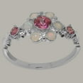 thumbnail image 2 of LBG British Made 10k White Gold Natural Pink Tourmaline & Opal Womens Promise Ring - 33 size options - Size 7, 2 of 7