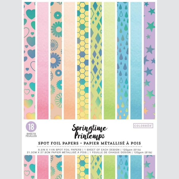 Tablette de papiers décoratifs de 21.6 cm Printemps Colorbok