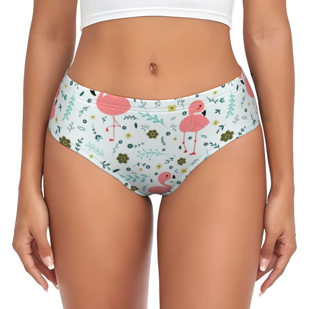 Balery Cute Flamingo Ropa Interior de Algodón para Mujer con Dibujo – Braguitas Cómodas y Elásticas, Estilo Clásico-4X-Large