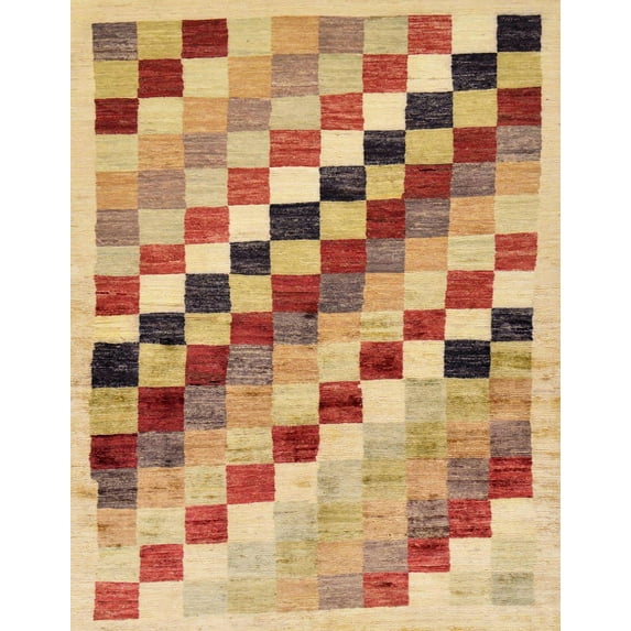 Ahgly Company Machine Washable Indoor Rectangle Abstract Chrome Gold Yellow Area Rugs, 7' x 10'