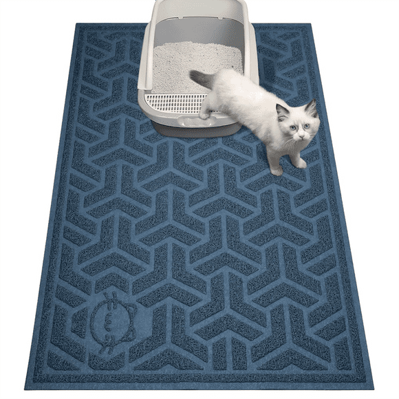 Cat Litter Mat, Litter Trapping Mat Soft on Kitty Paws,Large Litter Box Mat 35 X 24inch Scatter Control for Cat Litter B