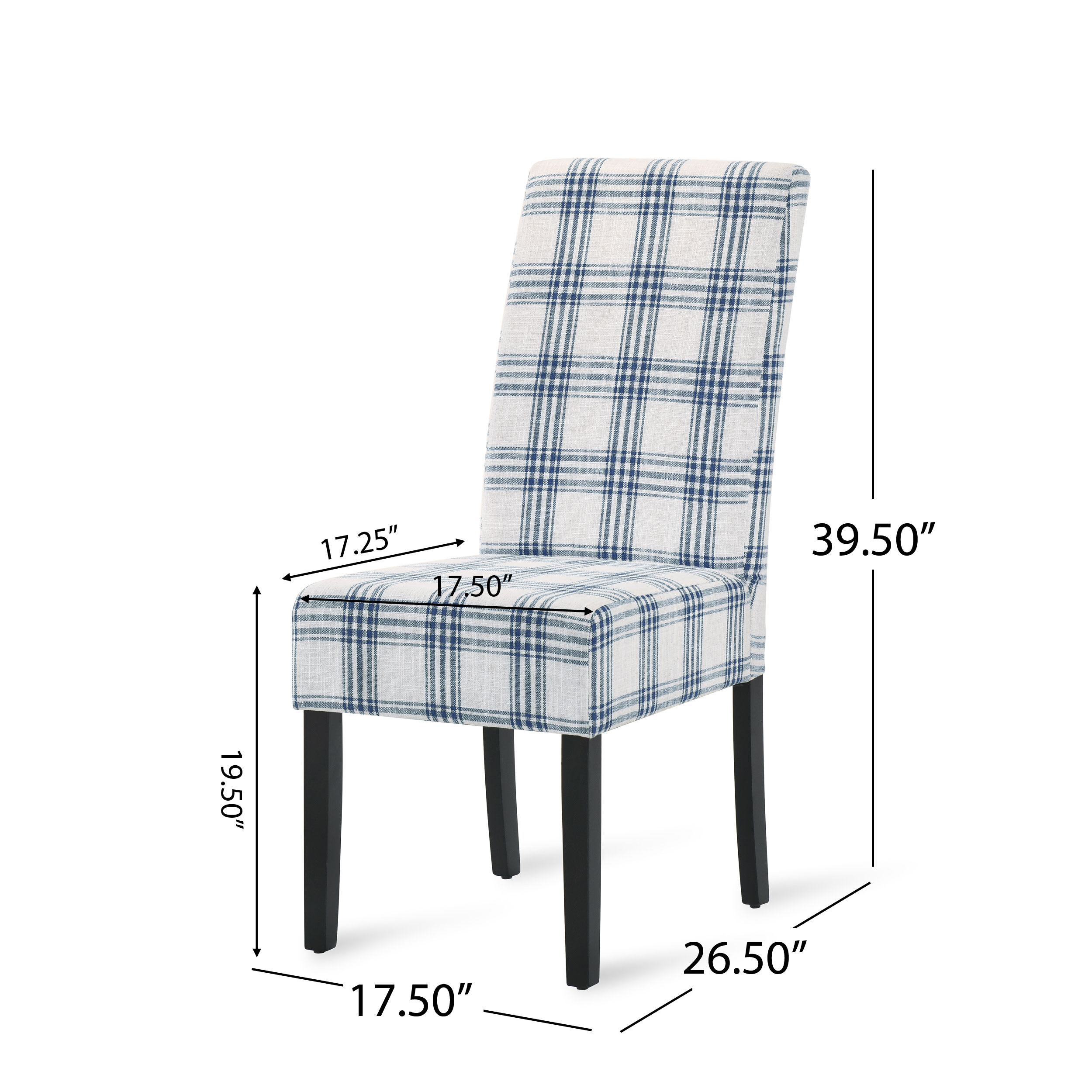Noble House Asher Contemporary Fabric Dining Chairs, Set of 2, Dark Blue, Light Beige
