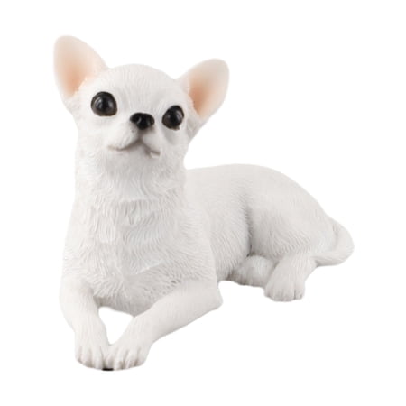 Sitting Chihuahua Garden Ornament – Realistic Resin Dog Figurine With Lifelike Eyes, Hand-Finished Details, Frost Resistant Outdoor for SCULPTURE For Patio, Lawn, Yard Or Home Décor(White)