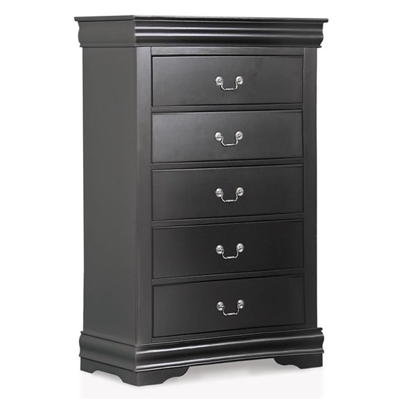 Bowery Hill Solid Wood Black Chest Rectangular Traditional Fully Assembled 31.5" W x 15.75" D x 48.5" H