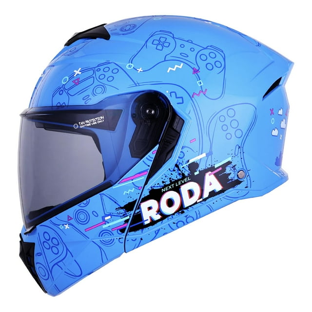 Casco Roda Booster Azul Game On Mica Humo S Abatible Svs azul M