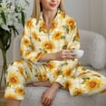 thumbnail image 6 of Fotbe Light Yellow Plaid Sunflower Pattern Long Sleeve Pajama Set for Women,Sleepwear Set,2-piece Loungewear Set,Soft PJs Comfy Nightwear with Pockets -XX-Large, 6 of 7