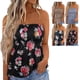 thumbnail image 4 of Mujeres Smocked Tube Tops Sin Tirantes Bandeau Plisado Impreso Sin Mangas Slim Fit Chaleco, 4 of 6