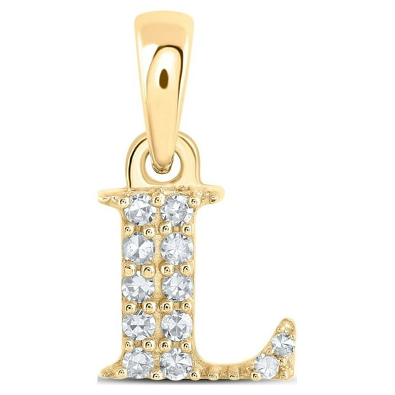 10k Yellow Gold 1/20 CTW Natural Diamond Initial "L" Pendant 0.38 Grams