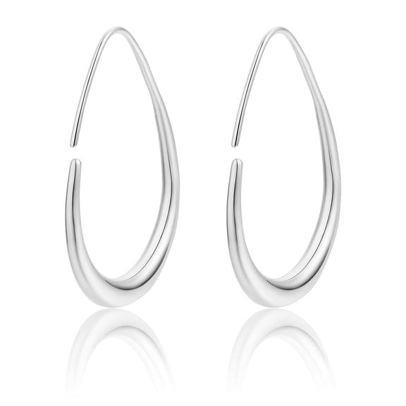 GOSFRY 14K Gold Plated Large Oval Pull Huggie Hoop Earrings Simple Everyday Jewelry Gifts