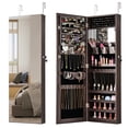 thumbnail image 1 of Gymax 43.5'' Jewelry Mirror Cabinet w/ Full-length Mirror & Interior Makeup Mirror Dark Brown, 1 of 10