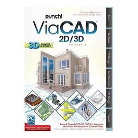 WD Encore Software 8133210 Punch ViaCAD 2D & 3D V9 for Mac, Email Delivery