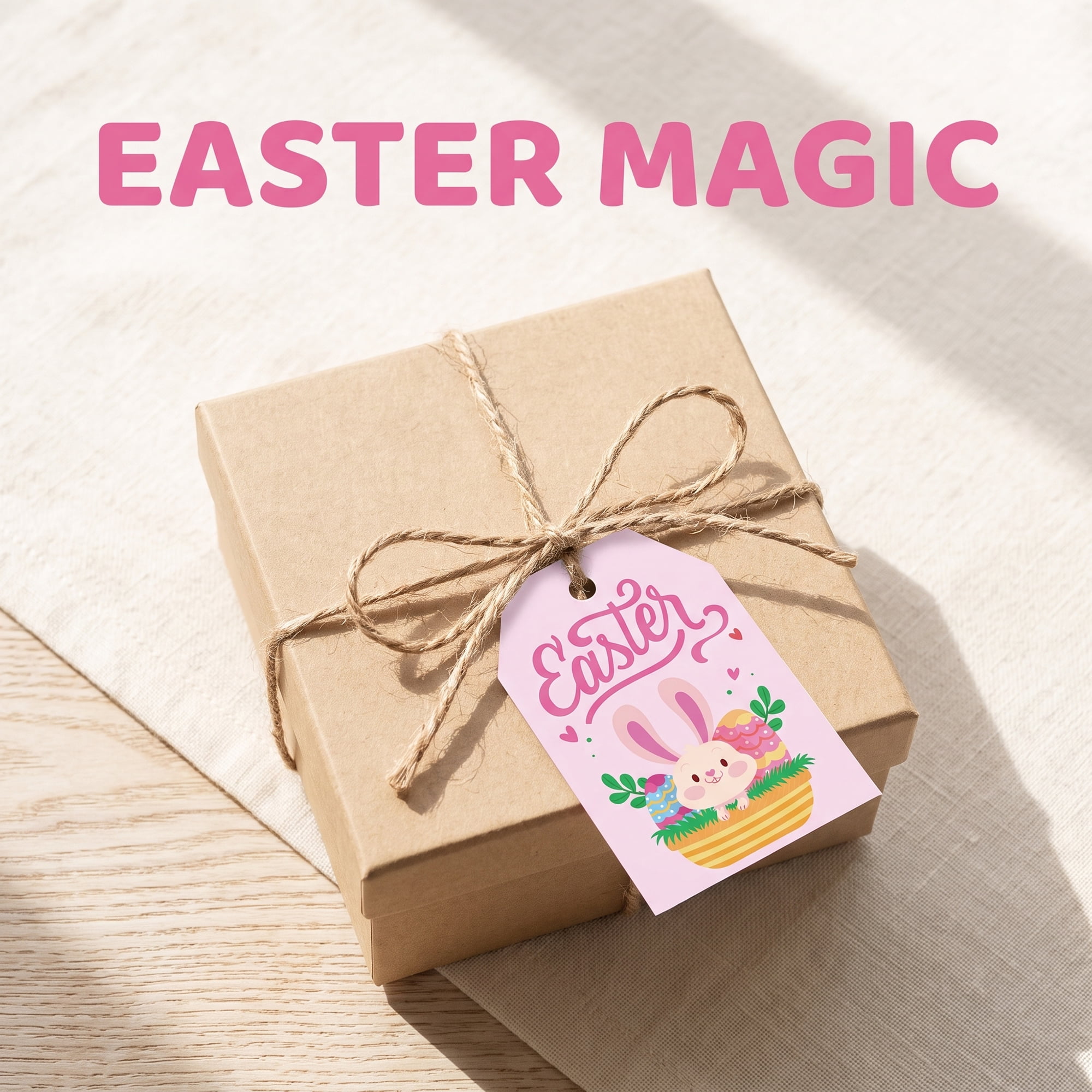Unique Bargains 100Pcs Easter Gift Tags with Twine for Wrapping Rabbit Pattern 2" x 3.1"