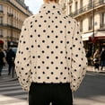 thumbnail image 4 of Karymi Spring Jackets for Women Polka Dot Windbreaker Jacket, Stand Collar Button Front Drawstring Hem Cropped Coat with Side Pockets, Casual Long Sleeve Outdoor Anorak, 4 of 8