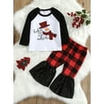 thumbnail image 2 of Seyurigaoka Kids Girls Christmas Outfits, Snowman Tops + Sequined Bell-Bottom Pants, 2 of 9