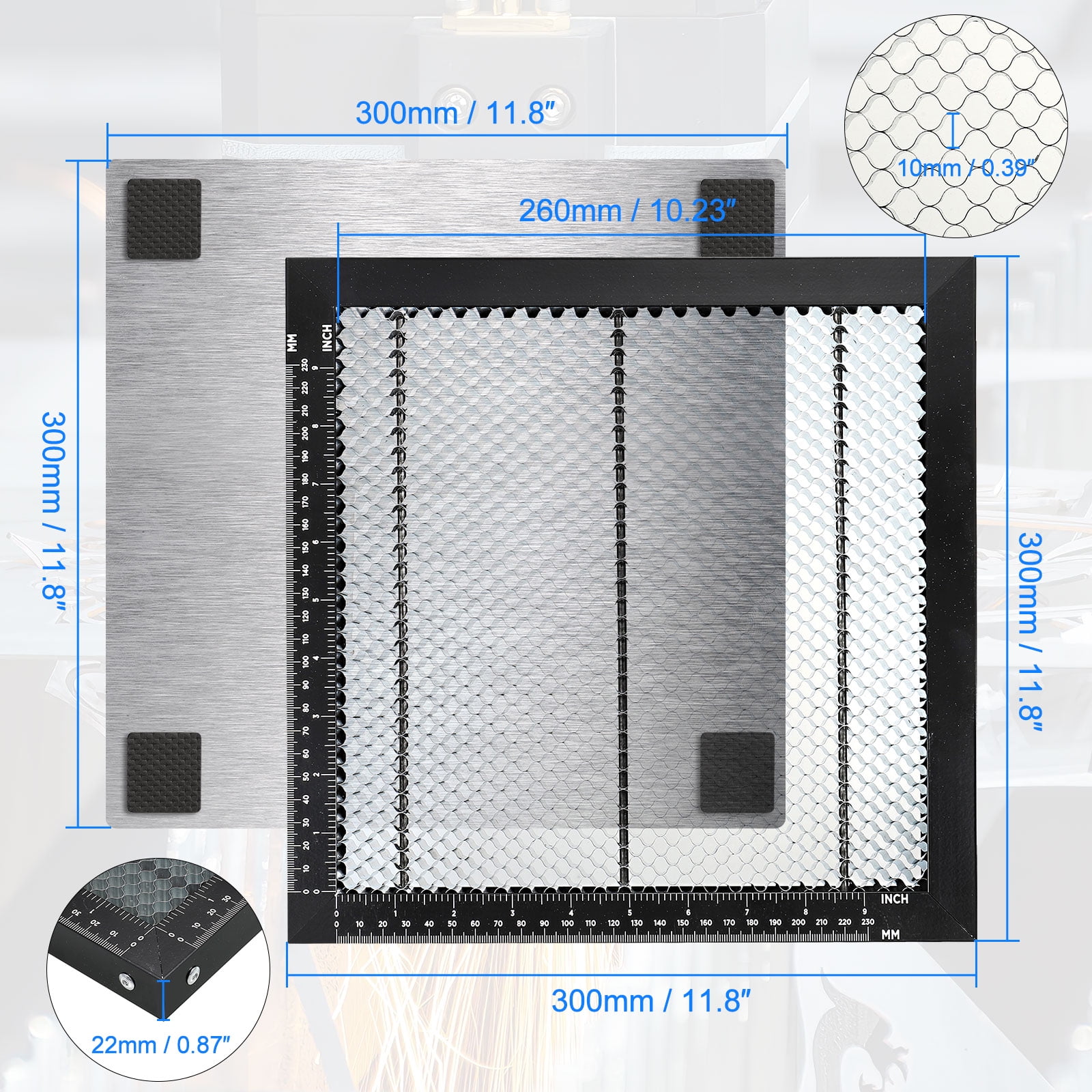 comb Laser Bed Steel comb Working Table for Laser Cutter Engraver, comb Cutting Table (300x300x22mm)