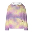 thumbnail image 5 of Zedker Fashion Tie-Dyed Adjustable Hood Cord Casual Hooded Sweatshirts for Women,Comfy Loose Long Sleeve Fall Tops with Kangaroo Pocket,Multicolor,XL, 5 of 5