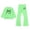Green, variant on Girls 2 Piece Elegant Outfits Ruffle Sleeve Buttoned Top & Elastic Waist Wide Leg Pants with Rickrack Kids Casual Clothes Khaki Size 7-8 Years