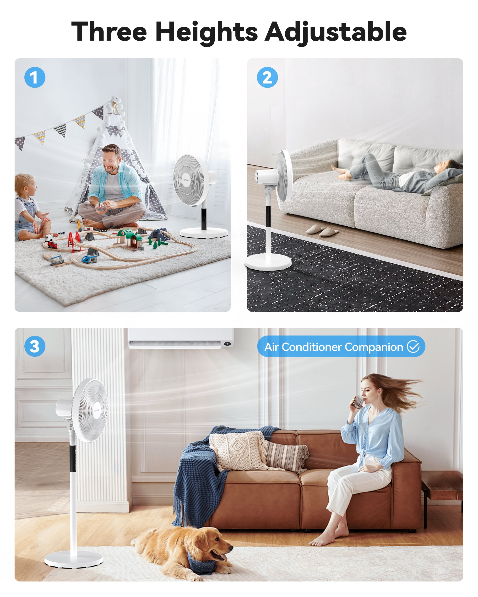 NFTIGB Oscillating Pedestal Fan, 7 Blades 3 Speeds 9H Timer Standing Floor Fan with Remote,White New