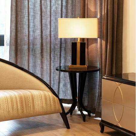 JTH LUXE Verona 22" Contemporary Glam Round Accent Side Table, Espresso Black Birchwood & Veneer