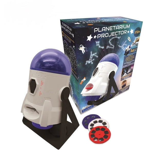 Lexibook Proyector Planetario 2 en 1 de Constelaciones E Imágenes 24 Imágenes para Descubrir el Espacio 2 Cúpulas de Constelaciones Tallo Blancoazul NLJ180