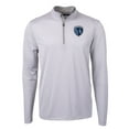 thumbnail image 2 of Men's-Cutter & Buck  Gray Sporting Kansas City Big & Tall Virtue Eco Pique Micro Stripe Recycled Quarter-Zip, 2 of 3