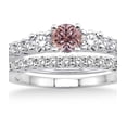 thumbnail image 2 of 1.5 Carat Morganite & Diamond Trilogy Bridal set on 10k White Gold, 2 of 2